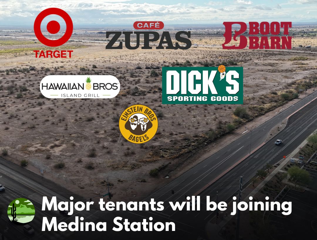 The expansive 64-acre Medina Station development breaks ground in East Mesa, Arizona.